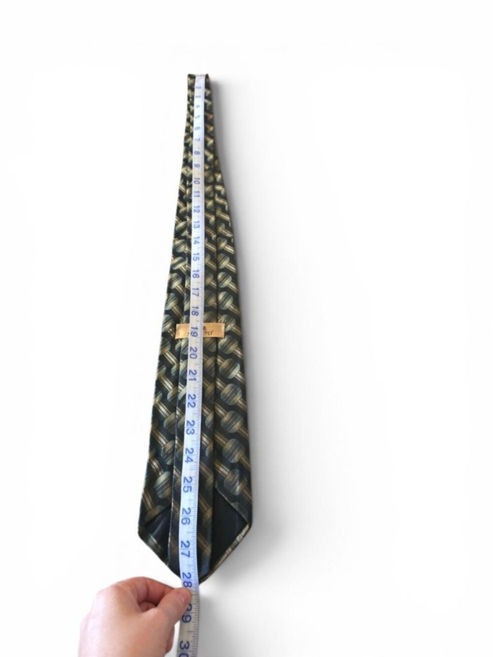 Stafford Executive Silk Tie Black Green Brown Geometric Satin Woven Classic USA - Picture 13 of 13